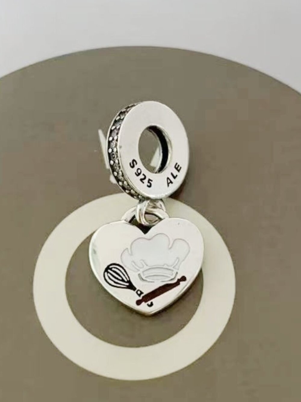 Pandora Engravable Baking Tools Heart Dangle Charm
